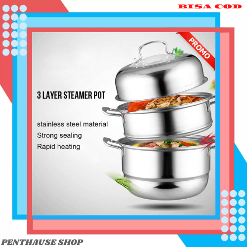 Hot Promo Termurah Panci Steamer Stainless Tingkat Kukusan Stainless