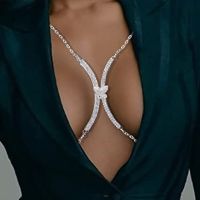 Stonefans Ins Fashion Cross Butterfly Bra Chain Body Jewelry for Women Shiny Rhinestone Simple Chest Chain Harness Jewellery
