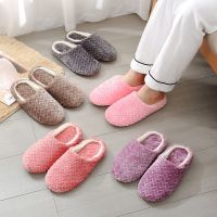 OKDEALS รองเท้าผู้หญิงกันลื่น,รองเท้าในบ้านฤดูหนาวรองเท้าแตะผ้าฝ้าย Sandal Empuk รองเท้าแตะขนแกะ