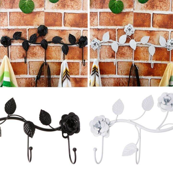 vintage-iron-rose-leaves-hook-coat-hat-bag-hanger-organizer-holder-wall-decor-0308-dropshipping