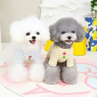 ZZOOI Dog Pet Clothing Striped Buttons Bottoming Shirt for Dogs Clothes Cat Small Cute Autumn Winter Fashion Boy Yorkshire Accessories