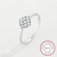 2022 NEW Creative Flower Shape Full Diamond Crystal Couple Ring For Women Genuine Sterling Silver Geometric Engagement Jewelry