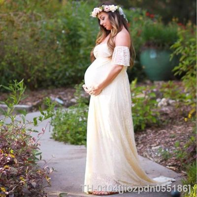 ✎☽ jiozpdn055186 Vestido de maternidade com renda fora do ombro para mulheres grávidas noite formal Photo Prop Roupas gravidez verão noiva festa