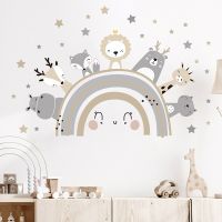 Nordic Cartoon Animals Rainbow Wall Stickers for Children Kids Rooms Girls Boys Baby Room Bedroom Decoration Nursery Wallpaper Tapestries Hangings