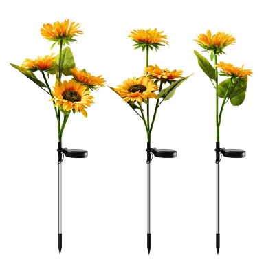 2pcs Solar 4 Heads Sunflower Lights LED Waterproof Landscape Lights Smart Light Control Outdoor Lamp for Yard Lawn Garden Decor Power Points  Switches