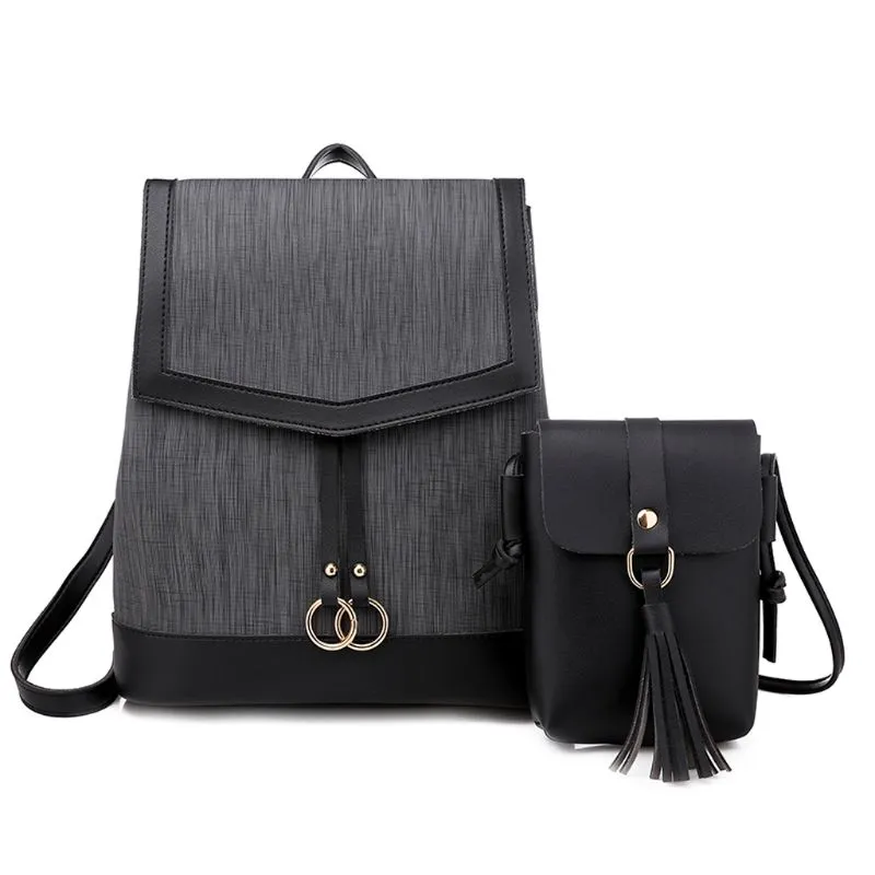 Cute Casual Leather Backpack Fashion Tassel Small Shoulder Daypacks Purse  for Women Teenager
