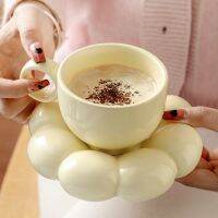 High-value mug female niche design flower fat coffee cup and saucer gift box set for birthday