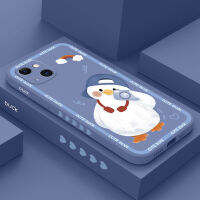 เคสเป็ดขาวน่ารัก IPhone 15 14 13 12 11 Plus Pro Max Mini ซิลิโคนเหลวรูปแบบด้านข้าง