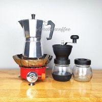 ?โปรเฟี้ยวจัด? [แถมฟรีแก๊สกระป๋อง MS75-Moka pot 6cup+เตาแก๊ส​กลีบบัว​+ที่บด​แบ​บแก้ว​ 2 ใบ เก็บเงินปลายทาง