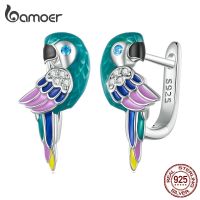 【CC】 Bamoer 925 Sterling Clolorful Enamel Ear Hoop Earrings for Plated Jewelry