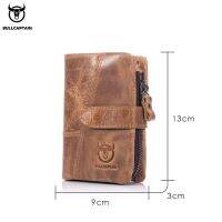 BULLCAPTAIN 01V Leather Wallet กระเป๋าสตางค์ หนังแท้ สไตล์เรโทร พร้อมซิป สำหรับผู้ชาย Fashion Two-fold Card Holder WalletTH