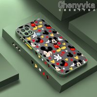 เคส Chenyyka สำหรับ OPPO เคส A15 A15s A35 4G เคสมิกกี้เมาส์บางมีน้ำค้างแข็งโปร่งใสแข็งขอบสี่เหลี่ยมกันกระแทกปลอกซิลิโคนคลุมทั้งหมดป้องกันการกระแทกเคสนิ่ม