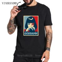 Parody Cover Quentin Tarantino Film Pulp Fiction T Shirt Men Mia Wallace Tshirt Round Neck Short Sleeve Mia Goddamn Hope T-Shirt 【Size S-4XL-5XL-6XL】