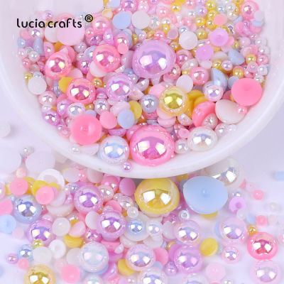 3-10mm 240pcs Macaroon AB Color Half Round ABS Beads Imitation Pearl Flatback Beads For DIY Nail Decor Jewelry Making