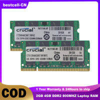 Crucial RAM DDR2หน่วยความจำแล็ปท็อป SODIMM 2GB 4GB 800MHz PC2-6400 200พินโมดูลหน่วยความจำโน้ต1.8V