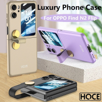 HOCE เคสโทรศัพท์แบบผอมสีพื้นแบบสลิมหรูหราสำหรับออปโป้ไฟนด์ N2พลิก5G พร้อมห่วงหนังหมุนกระเป๋าใส่ของสำหรับ N2เคสแบบทางการพลิก