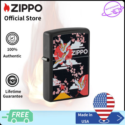 Zippo Kimono Design Black Matte Windproof Pocket Lighter 48182( Lighter without Fuel Inside)สีดําด้าน（ไฟแช็กไม่มีเชื้อเพลิงภายใน）