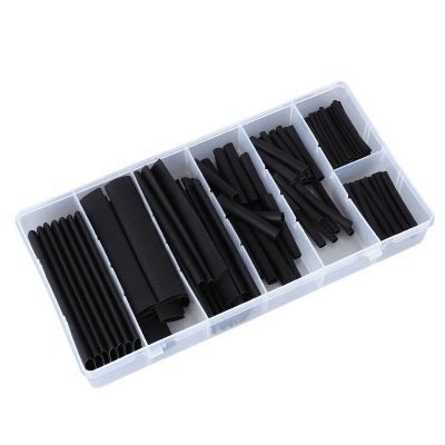 127pcs Black Heat Shrink Tube Kit With Box Polyolefin Cable Sleeve Wrapping for Wire Protector Heat-shrinkable sheath Set 2:1 Electrical Circuitry Par