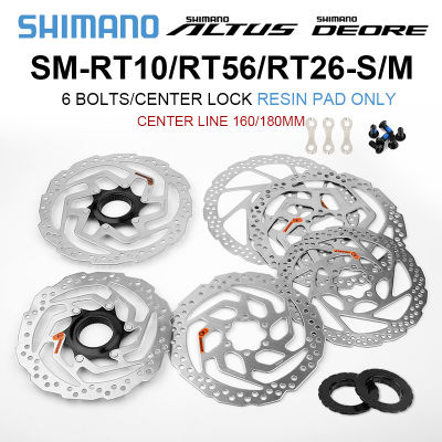 SHIMANO Deore โรเตอร์ SM RT56 RT26 160180มม. 6 Bolt เบรค Disc ALTUS RT10 Center ล็อคโรเตอร์ MTB จักรยาน Hyraulic เบรคโรเตอร์สำหรับ XT