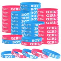 12/24Pcs Team Boy Girl Wristband Silicone Bracelets Boy or Girl Gender Reveal Party Ideas Baby Shower Decoration Accessories