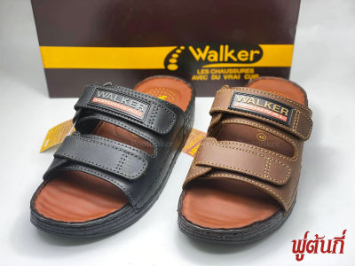 รองเท้า Walker รหัส WB711 รองเท้าแตะวอคเกอร์ สีดำ น้ำตาล ของแท้ 100% หนังแท้