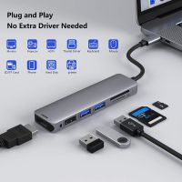 USB C Hub HDMI Adaptor 6 In 1 USB Docking Station USB-C Ke HDMI Sd/TF Pembaca Kartu untuk MacBook Pro Air 2019/2018/2017 Notebook