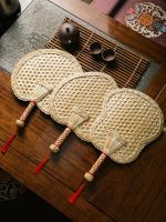 【YF】 Handmade Bamboo Woven Fan Heart Shaped Summer Cooling Hand Pure For Home Decoration decorative fan