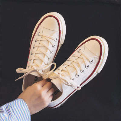 KAIDEWEMAK ส่งเร็ว🚚🚚🚚 รองเท้าผ้าใบผู้หญฺิง 2สี ( ดำ,ขาวแดง ) ทรงฮิตตลอดกาล ง่ายๆกับทุกโอกาสแฟชั่น รองเท้าผ้าใบผญ