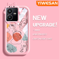 YIWESAN เคส Y22s สำหรับ VIVO Y22แบรนด์แฟชั่นภาพวาดศิลปะที่สวยงามลวดลายศิลปะที่สร้างสรรค์เส้นขอบนุ่มโปร่งใสเคสกันกระแทกเคสซิลิโคนเนื้อนิ่มทนทานต่อการตก