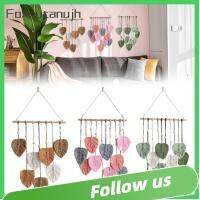 FOXNUTANUJH ผ้าทอมือ ที่แขวนผนัง macrame ของตกแต่งบ้าน รูปใบไม้ การตกแต่งผนัง macrame ศิลปะการตกแต่ง ผ้าคอตตอน เชือกประดับพู่ บ้านในบ้าน