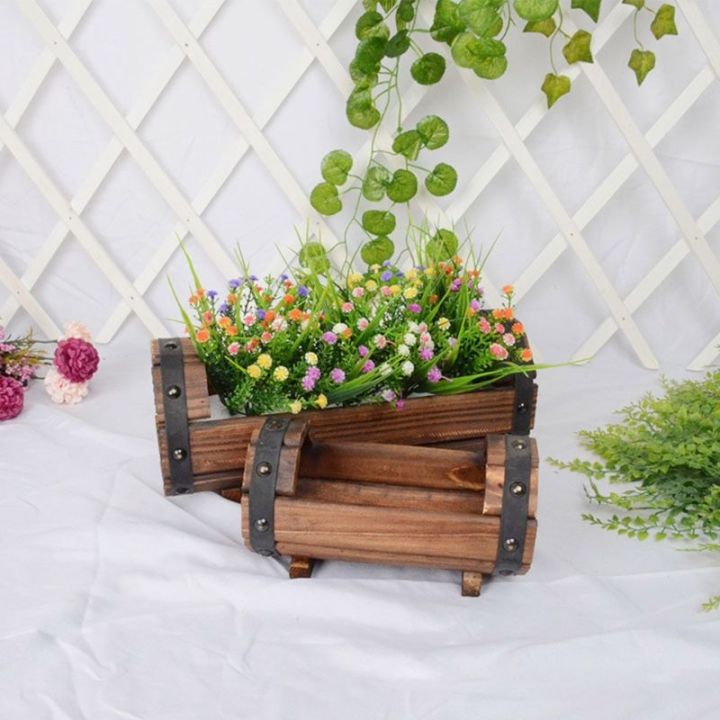 carbonized-wooden-flower-pot-succulent-plant-potted-planter-outdoor-garden-decor