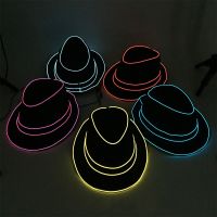 Adult Men Women Light Up Wire Jazz Top Hat Glow Gentleman Cap Neon Wedding Birthday Party Costumes Led Dance Suit Christmas Bar