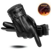 [COD] Promotional leather touch screen men and women autumn winter plus velvet warm driving motorcycle riding sheepskin