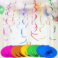 6pcs/bag Happy Birthday Decorative Ceiling Hanging Swirl Spiral Pendant Garland Banner for Baby Birthday Party Wedding Decor