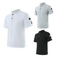 HOT14★Mens Summer New Cal Solid Color Loose Large Standing Neck Short Sleeve T-shirt