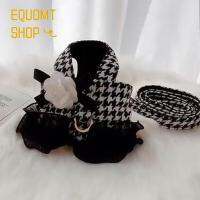 EQUOMT Houndstooth สายจูงสุนัขลายสก๊อตสีดำและสีขาวสไตล์สายจูงสัตว์เลี้ยงแบบเป็นเสื้อตุ๊กตาหมีเสื้อสุนัขเข็มขัดที่นั่งหมาชุดเสื้อสายจูงสัตว์เลี้ยงเสื้อผ้าสัตว์เลี้ยง