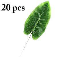 【cw】20PCS Artificial Leaf Lifelike Banana Leaf Decorative Fake Leaf Artificial Plant Hawaiian Party Decoration Supplies