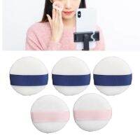 [wilkl] 5pcs Powder Puff Round Double Sided Raised Pile Skin Friendly Washable Makeup Powder Puff With Ribbon Band Dark Blue Pink