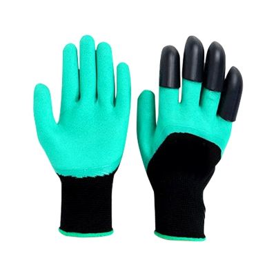 1 pasang sarung tangan taman dengan cakar ABS sarung tangan karet plastik cepat bekerja mudah menggali alat pemangkasan menanam sarung tangan penggali