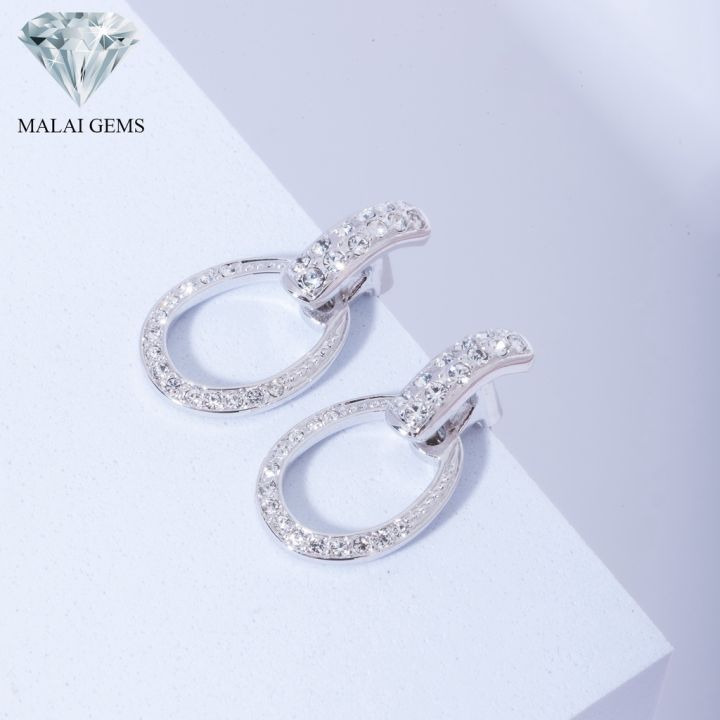 malai-gems-ต่างหูเพชร-เงินแท้-silver-925-เพชรสวิส-cz-เคลือบทองคำขาว-รุ่น11005345-แถมกล่อง-ต่างหูcz-ต่างหูเงินแท้