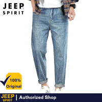 JEEP SPIRIT กางเกงยีนส์ของผู้ชายกางเกงยีนส์ขายาวลำลองผ้าฝ้าย100% เท้าบางฤดูร้อน