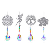 Rainbow Maker ดอกไม้ Fairy ผีเสื้อคริสตัล Prism จี้ Summer Sun Catcher Garden ผ้าม่านหน้าต่างตกแต่งรถจี้