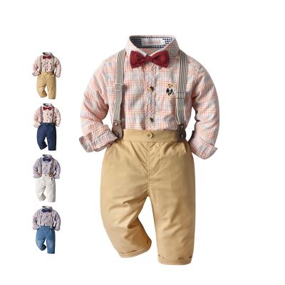 [COD] Cross-border childrens wholesale first-hand source overalls two-piece set baby spring and autumn long-sleeved boy suit