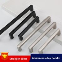 Black Cabinet Handles Kitchen Door Handles Drawer Knobs Aluminum Alloy Wardrobe Door Handles Brushed Modern Style Hardware Door Hardware Locks