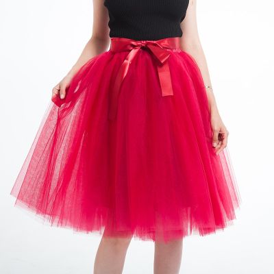 ‘；’ 5 Layer 65Cm Knee Length Tulle Skirt Elegant Pleated Tutu Skirts Womens Vintage Lolita Petticoat Faldas Mujer Saia Jupe
