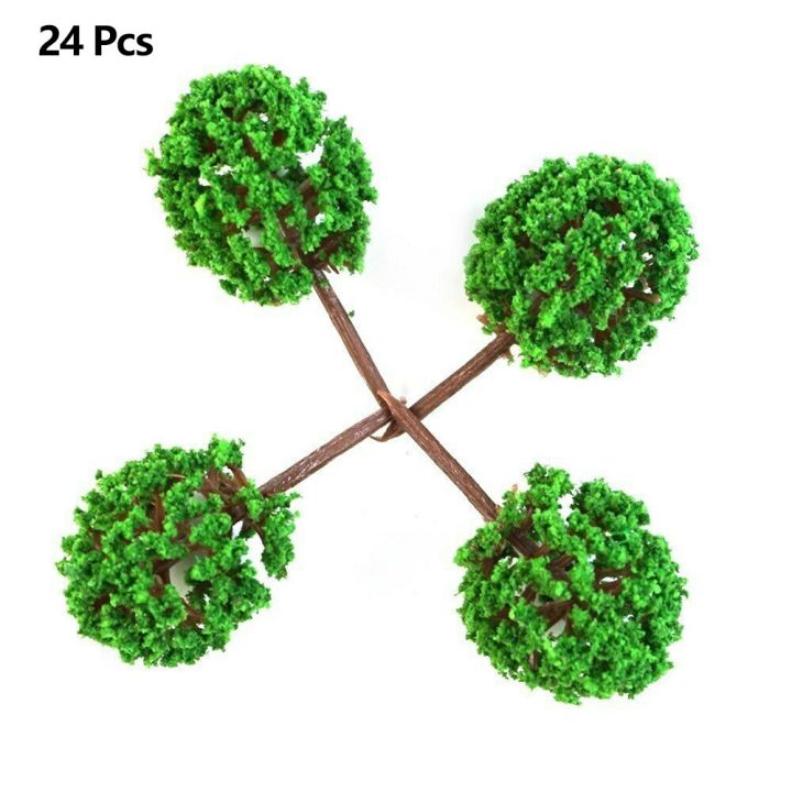 ร้านของเล่น-sky-city-ชุดลายต้นไม้-pohon-buatan-รถไฟรถไฟ24ชิ้นของตกแต่งล็อตสีเขียว