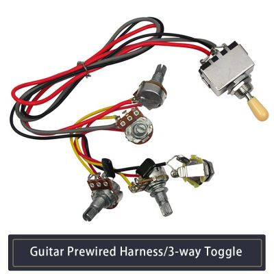 1 Set Electric Guitar Humbucker Wiring Harness with 3 Way Chrome Box Toggle Switch 4 Potentiometer 500K Pots 2V/2T for LP Guitar