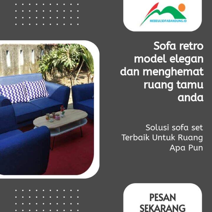 Kursi ruang tamu model retro / Sofa retro 2 seat 2 stool bervarian