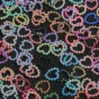 ☬ 100/200pcs/pack Gradient Multicolor 11x11x12mm Heart ABS Hollow Pearl Loose Beads Clothes DIY Garment Beads Crafts