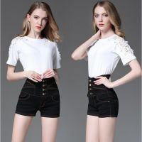 COD jfdss Fashion Women Summer High Waist Button Line Hot Shorts Jeans Denim Shorts S-5XL